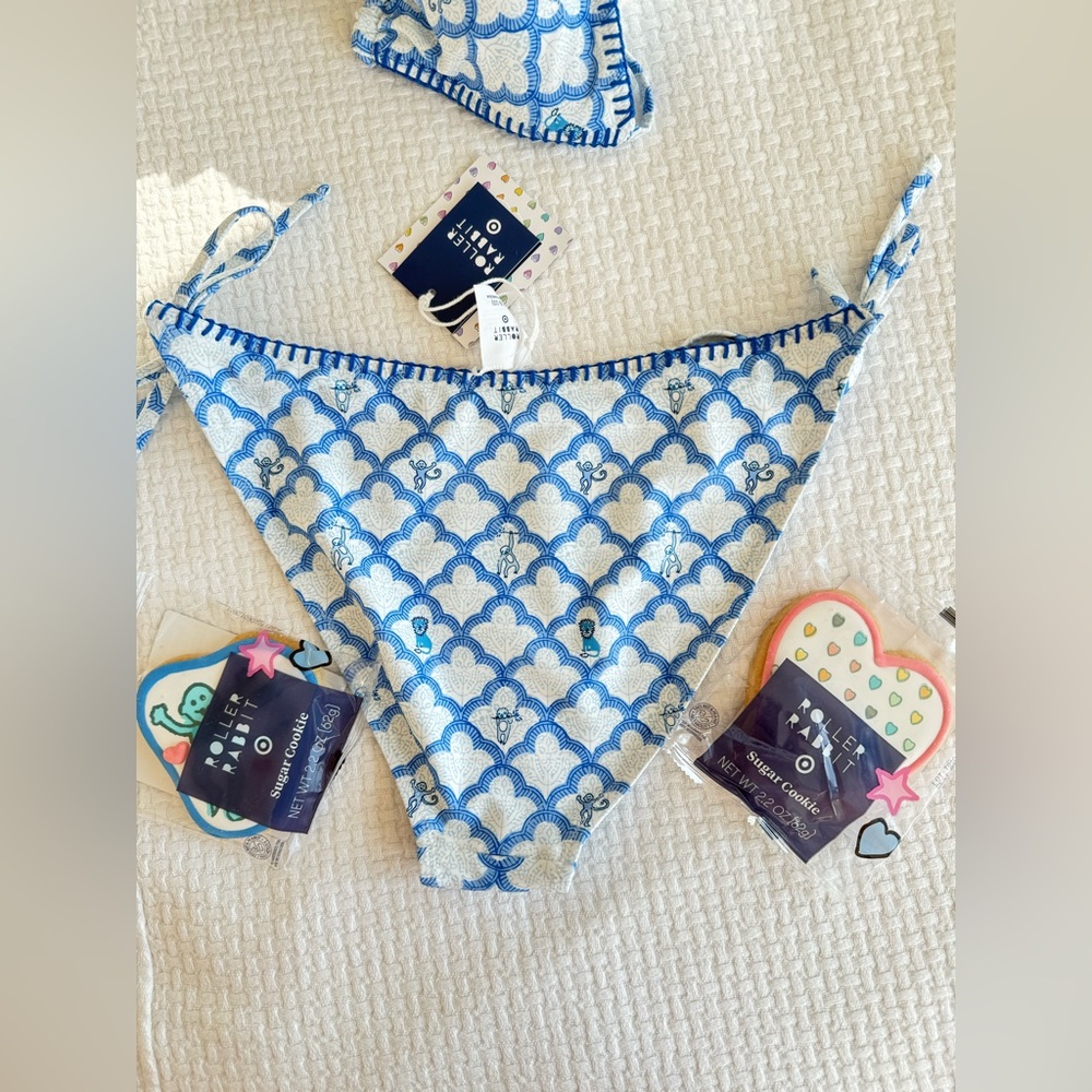 Roller Rabbit x Target Womens Reversible Bikini Bottom Blue + Free Cookie LARGE